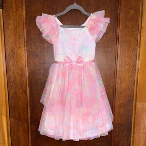 Jona Michelle Pink and White Formal Kids Dress